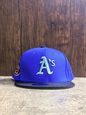 NEW New Era 9FIFTY Oakland Athletics Blue Black Snapback Hat OSFA 1972 WS